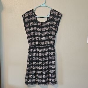 Black Dress with Elephant Print